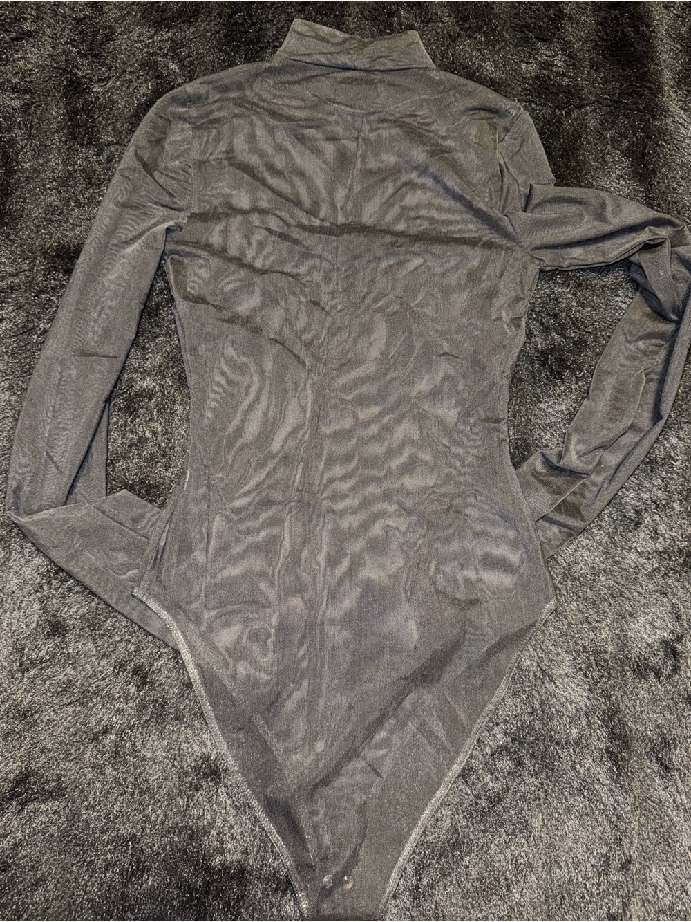 Forever 21 Black Sheer Mesh Long Sleeve Bodysuit S